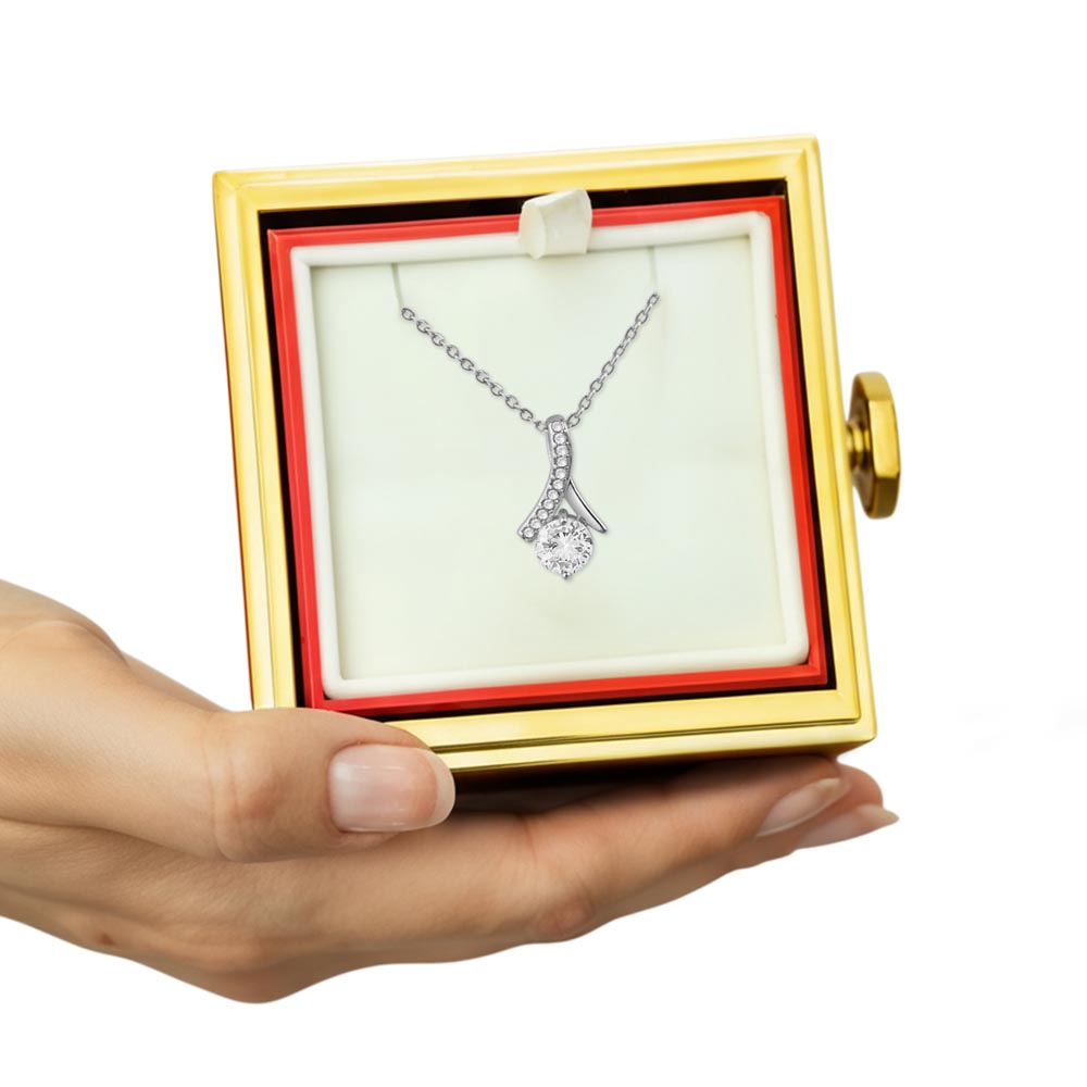 Romantic Necklace Gift for Her with Rotating Rose Flower Box for Valentine's Day